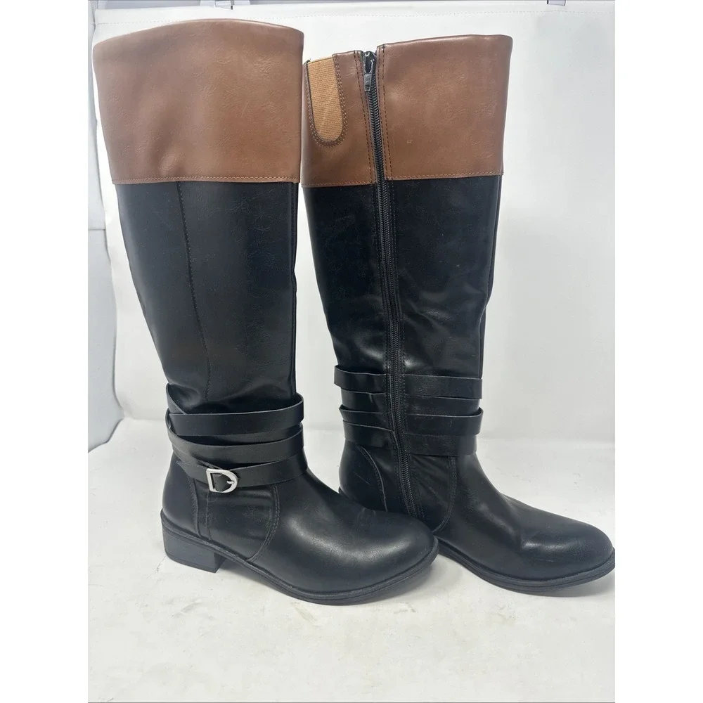 St. John's Bay Douglas‎ Black and Brown Riding Boots - Sz 7.5m